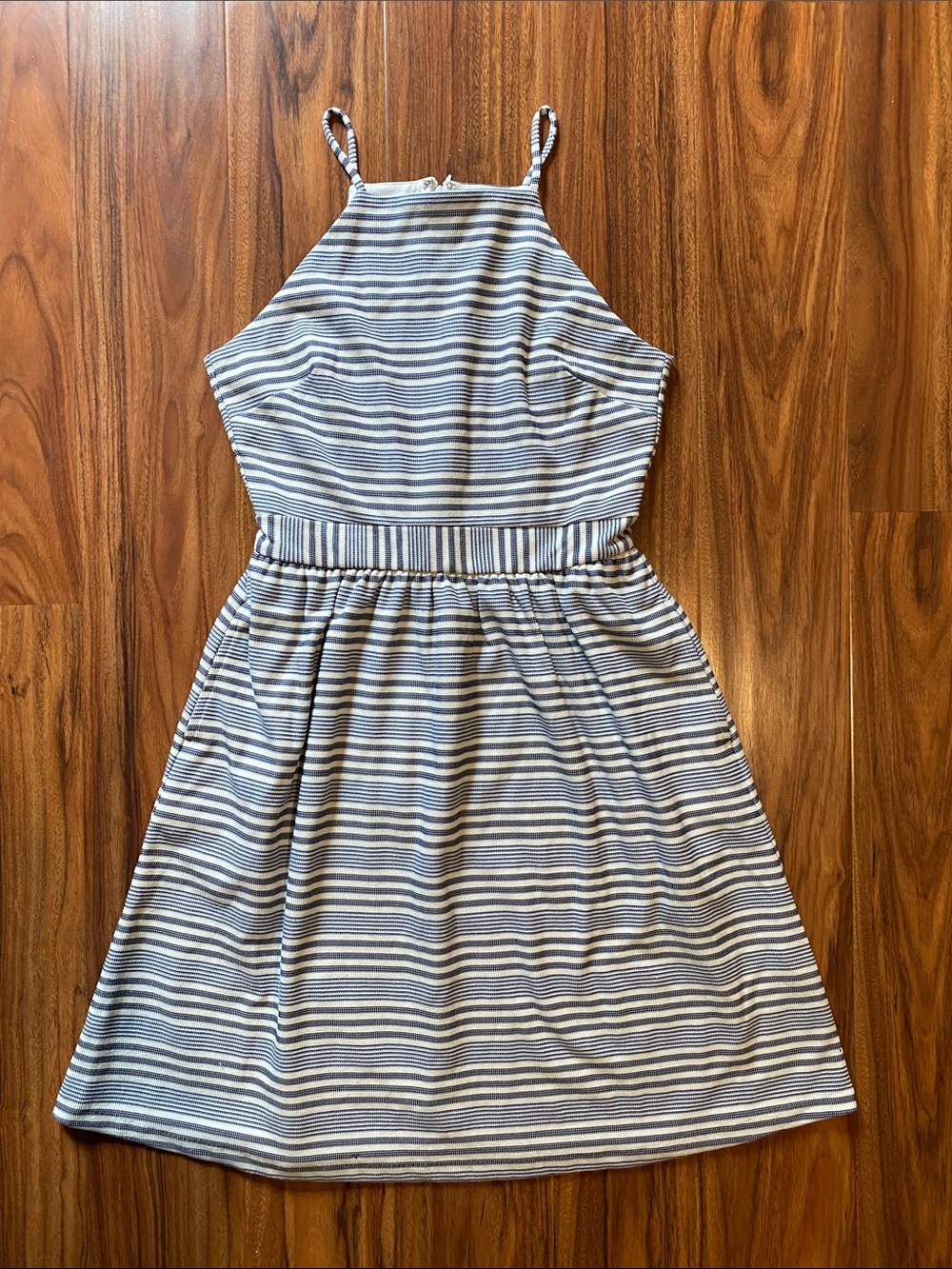 Banana Republic Boucle Blue & Creamy White  Fit and Flare Striped Dress 2